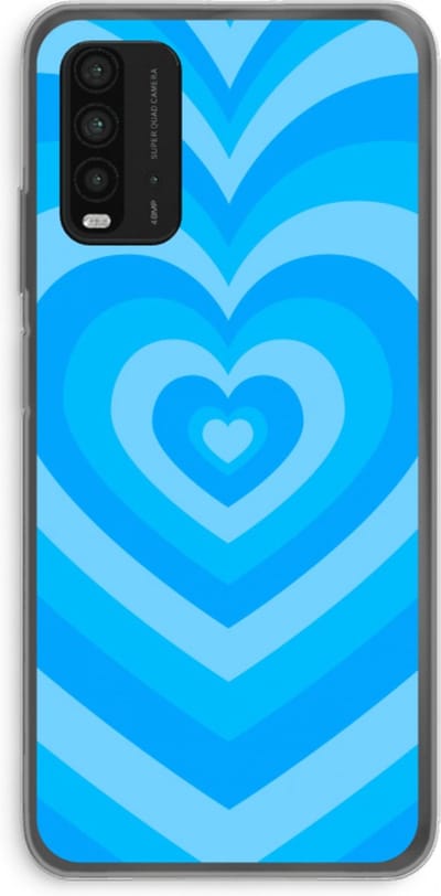 Case Company® - Hoesje geschikt voor Xiaomi Redmi 9T hoesje - Hart Blauw - Soft Cover Telefoonhoesje - Bescherming aan alle Kanten en Schermrand