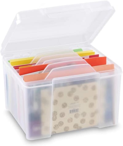 Wenskaartenorganizer en opbergdoos met 6 verstelbare scheidingswanden voor feestdagen, verjaardagen, kaarten, foto's, knutselwerk .