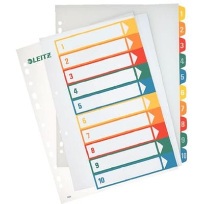 LEITZ® kunststof indexbladen extra breed, cijferindex, cijfers 1-10,  nr. 1293