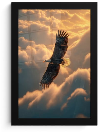Poster in lijst - Fotolijst 20x30 cm - Posters - Adelaar - Wolken - Zon - Posterlijst zwart - Decoratie - Wanddecoratie woonkamer - Muurdecoratie slaapkamer