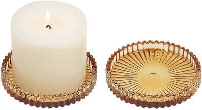 Glazen Kandelaar - Kaarshouder Set - Woondecoratie - Tandwielvormig Design - 386 Inch Diameter - Transparant
