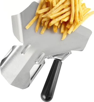 Friet schep van roestvrij staal, chip Scoop friet schep, roestvrij staal friet schep, graafmachine schep Franse friet graafmachine met rechtergreep, antislip ijsschep voor thuis en keuken