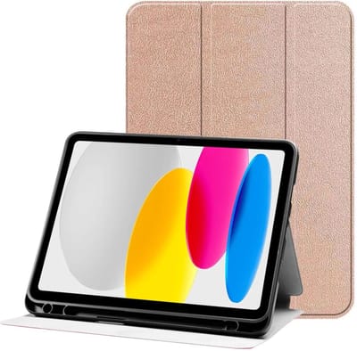 Tablet Hoes Geschikt voor Apple iPad Air 10.9 (2020/2022) | Luxe Tri-Fold Book Case | Kunst Leren Bescherm Hoes | Standaard Functie | Roze