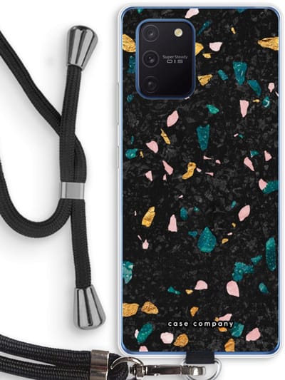 Case Company® - Hoesje met koord geschikt voor Samsung Galaxy Note 10 Lite hoesje met Koord - Terrazzo N°10 - Telefoonhoesje met Zwart Koord - Bescherming aan alle Kanten en Over de Schermrand