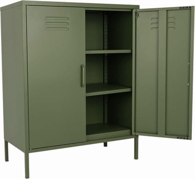 MaximaVida metalen lockerkast Finn 80 x 40 x 102 cm olijfgroen - 2 schappen