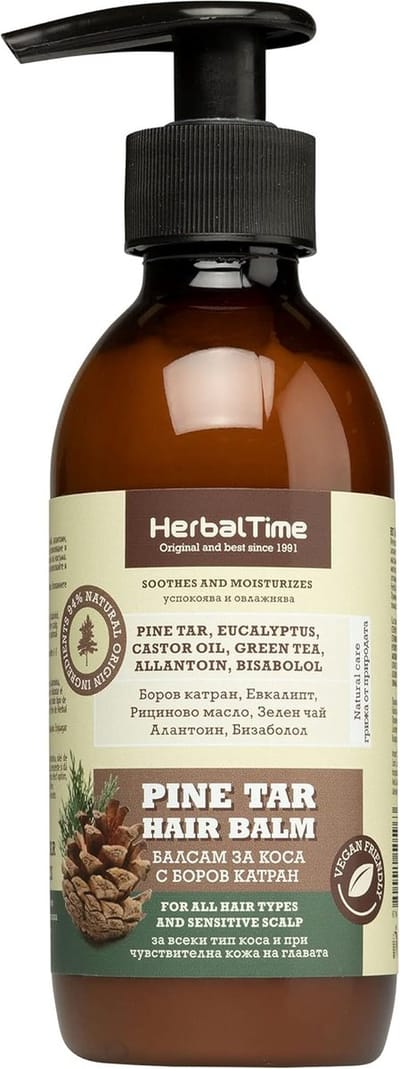 Herbal Time Dennenhars Haar Crème – Effectief tegen Psoriasis, Eczeem, Roos, Jeuk en Gevoelige Hoofdhuid – Kalmeert & Verlicht – 240ml