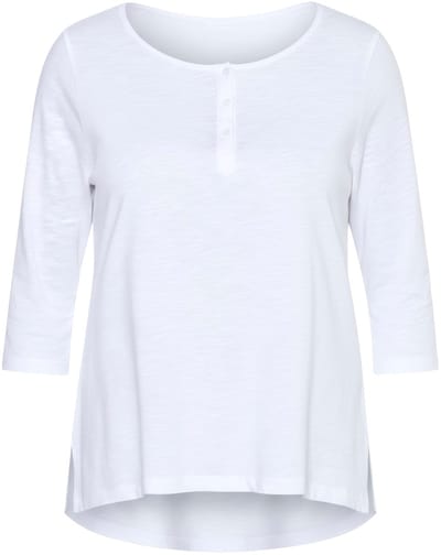 Angel of Style - Dames - T-shirt A-lijn Henley knoopsluiting 3/4-mouwen - Sneeuwwit - Maat 58