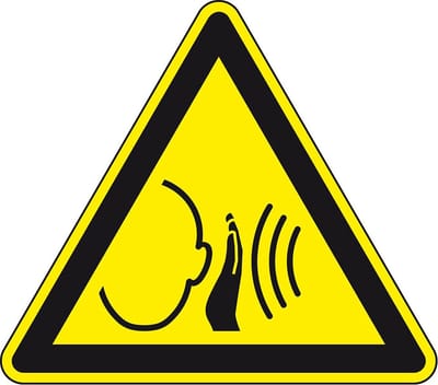 Waarschuwingssticker hard geluid, ISO 7010, W038 200 mm