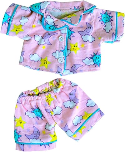 Pluche Kleding Outfit - Pyjama Set - Knuffel Aankleden - Zachte Stof - 8 Inch - Roze