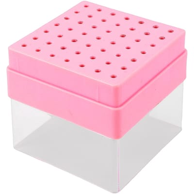 49 Gaten Nagelboor Bit Houder Display Case met Transparante Deksel Nagelboor Bits Opbergdoos Roze brown