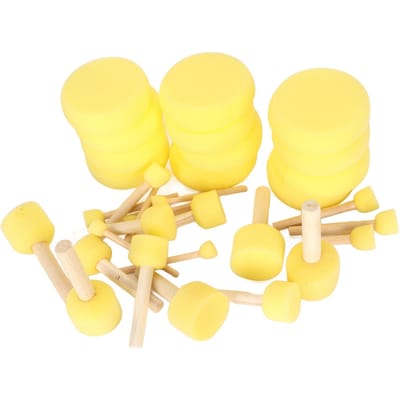 Ronde Spons Verfkwast Set Wasbaar Herbruikbaar Houten Handvat Schuimkwasten voor DIY Schilderen Stencil yellow
