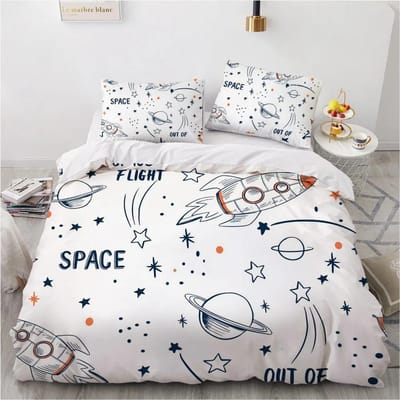 Cartoon Astronaut Buitenaardse Ruimte Beddengoed Set Tieners Jongens Thuis 23-delige Dekbedovertrek Set Kussensloop Eenpersoons Twin King Dekbedovertrek Set 70x133cm 2pcs