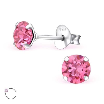 Aramat Jewels | Oorbellen | 925 Zilveren Kristal Oorbellen - Sprankelende Zirkonia Studs | 5mm / Rose | | | Zilver | Kinderen, Volwassenen | Verkleurd niet