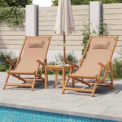 Strandstoelen Opvouwbaar - Loungestoelen Set - Ontspannen Buiten - Verstelbaar in 3 standen - 2 stuks - Taupe