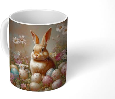 Mok - Koffiemok - Paashaas - Lente - Paaseieren - Mokken - 350 ML - Beker - Koffiemokken - Theemok