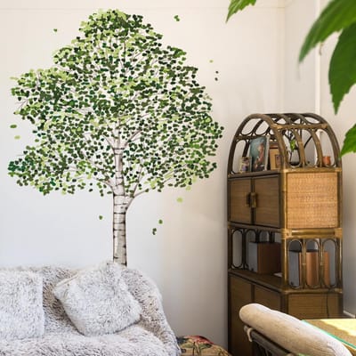 Dailygoods- Wandstickers Groot Berkenboom - Muurstickers Groen Planten - Wanddecoratie Kinderkamer - Verwijderbaar - Zelfklevend - Vinyl Muurstickers - Muursticker