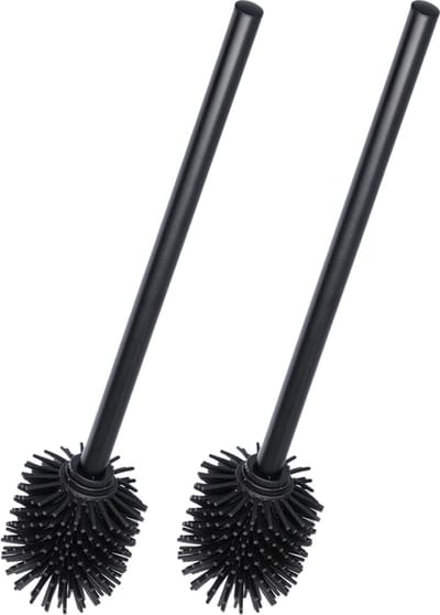 Zeller WC/Toiletborstel los - 2x stuks - hygienisch silicone - RVS steel - D7 x H39 cm - zwart