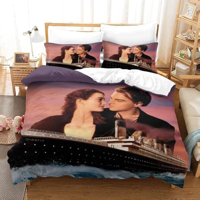 Prachtig 3D Titanic Schip Oceaan Behang Romantische Liefde Print Beddengoed Set Dekbedovertrek Dekbed Bed Jeugd Kinderen Meisjes Jongens Cadeau EU King(240*220cm)3pcs