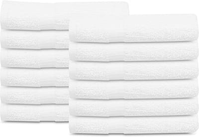 Omgoods - 12 Stuks Witte Katoenen Badhanddoeken voor Salon en Gym