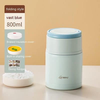 Braadbeker nieuwe 24-uurs geïsoleerde lunchbox emmer sudderende stoofpot pap draagbare 316 roestvrijstalen braadpan white