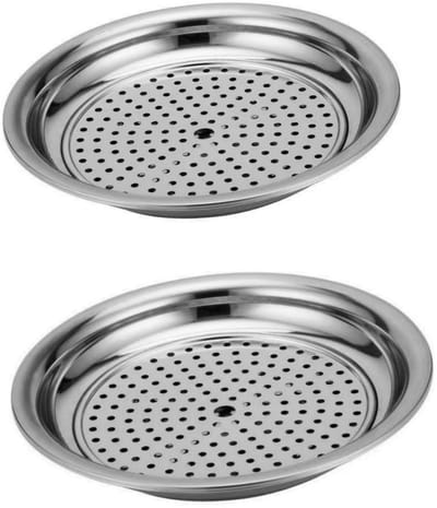 QTTVBTNA 2-delige Set Roestvrijstalen Afdruipmand – Dubbel Laags Afneembare Fruit- en Groenteschaal – 26cm – RVS Vergiet met Opvangschaal – Voor Keuken en Eettafe