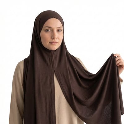 FIRASET Bruin Praktische Instap-Sjaal van Viscose Jersey - Hoofddoek - Hoofddeksel - Hijab – Turks Fabriqa