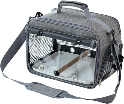 Vogelkooi Tas - Draagbare Transportkooi - Vervoer Vogels - Ademend Mesh - 38x24x5 cm - Zwart