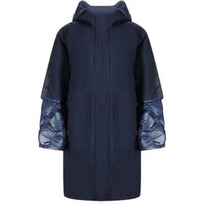 Parajumpers Joy marineblauw oversized lang donsjack met capuchon