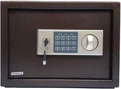 Digitale Kluis - Elektronische Stalen Kast - Waardevolle Spullen Opbergen - Numeriek Toetsenbord - 35x20x25cm - Zwart