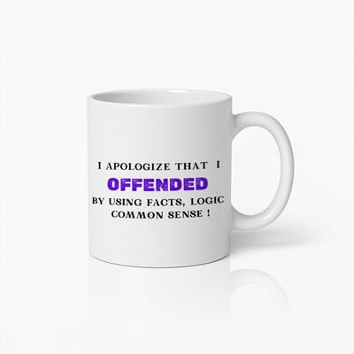 Sarcastische “Beledigd door Feiten & Logica” Grappige Quote Mok – Humoristische 330ml Koffiebeker Cadeau