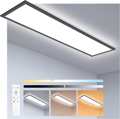 Oraymin LED Plafondlamp Paneel 120x30 Zwart - 40W 4400LM - Dimbaar - Remote - 3000-6500K