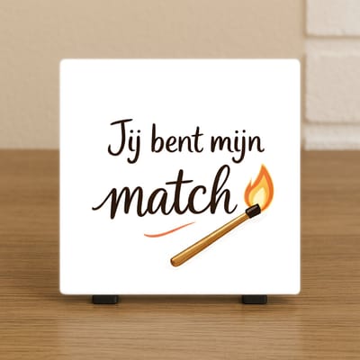 Wenstegeltje “Jij Bent Mijn Match”– Liefde Cadeau – Woondecoratie – Handmade – Trendy nu – Valentijn – Vriend(in) – Zomaar – Cadeau – Incl standaard