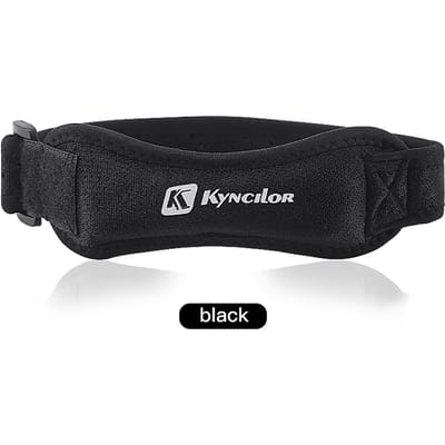 1PC Patella Knieschijfband Verstelbare Silica Gel Kniepeesbandbeschermer Kniebeschermer Hardlopen Sport Fietsen Gym Knieondersteuning zwart