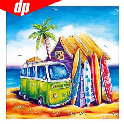 Diamond Painting 5D DIY Diamond Painting Sea Surf Shack Diamond Borduurwerk Kruissteek 30x30 blue