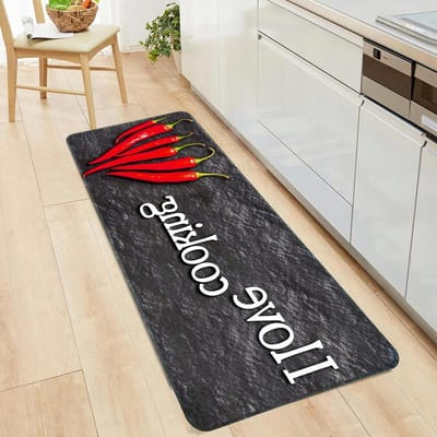 Allecta - Tapijt voor de gang en keuken, antislip en absorberend in zwart - wasbaar en vuilafstotend - onderhoudsvriendelijk voor woonkamer.