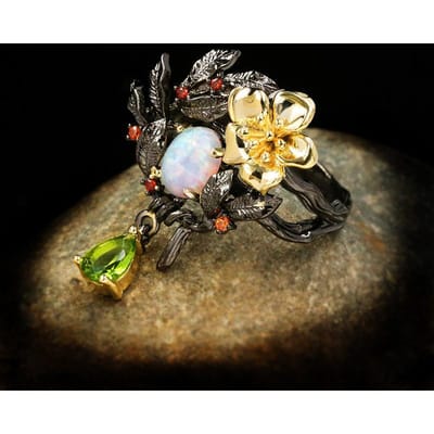 Planten  Bloemen  Parel  Zirkoon Ringen  High End Luxe Dames Natuurlijk Zee Patroon  Eiernoedels No. 9