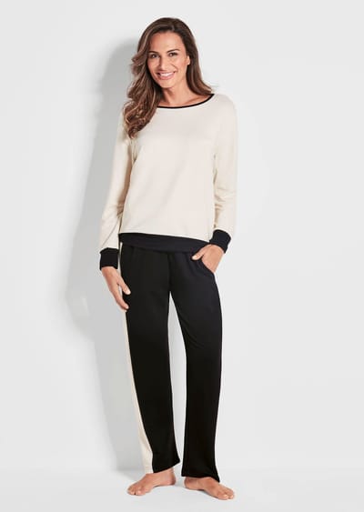 Joggingbroek met slip-on tailleband - zwart / beige - Gr. 23 van Goldner Fashion