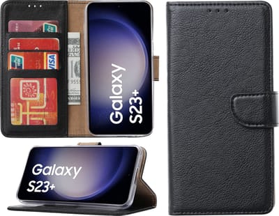 Samsung Galaxy S23 Plus hoesje - Portemonnee Cover - Bookcase met pasjeshouder - Zwart