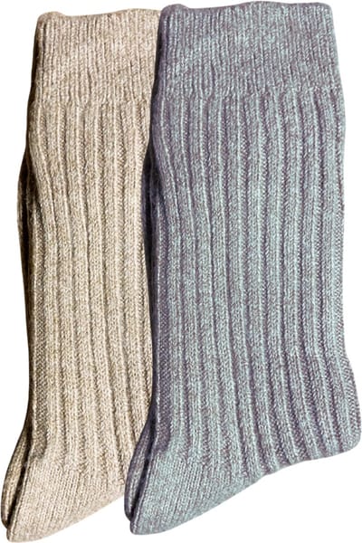 green-goose® Alpaca Sokken Dames - 2 Paar Damessokken Alpacasokken - Grijs/Beige - Maat 35-38 - Heerlijk Zacht Alpacawol