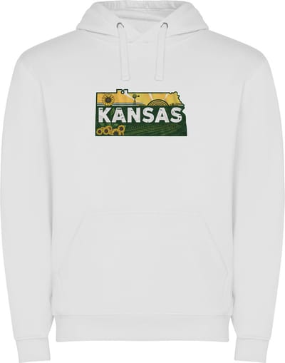 Witte Wanna have hoodie voor de echter Amerika / Verenigde Staten liefhebber, de Amerikaanse staat Kansas Print Full Color Color merk Roly maat M