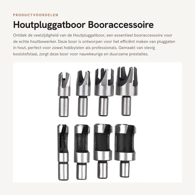 Dailygoods - Houtpluggatboor - Booraccessoire - Koolstofstaal - Voor ronde schacht - Houten pluggatsnijder - Ideaal voor houtbewerking - Compact formaat