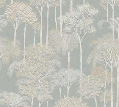PALMBOMEN BEHANG | Botanisch - Crème Groen Wit - A.S. Création Cuba II