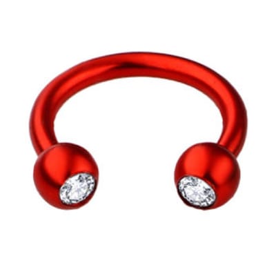 Rood Met Steentjes - Neus / Septum / Helix Piercing