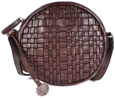 Echte Leren Ronde Crossbodytas voor Dames, Trendy Casual Schoudertas / Sling Bag