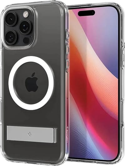 Spigen Hoesje Geschikt voor Apple iPhone 16 Pro Max | Slim Armor Essential S MagFit | Compatibel met MagSafe | Back Cover met Uitklapbare Standaard | Transparant