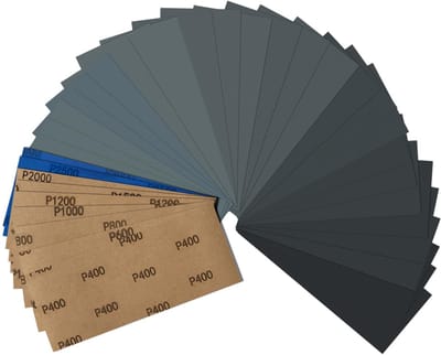 Schuurpapierset, 36 Stuks Nat en Droog Schuurpapier Set, Korrelgrootte 400 600 800 1000 1200 1500 2000 2500 3000 Fijn Schuurpapier voor Auto Metaal Hout Gelakt Muurglas Afwerking 23 x 9 cm