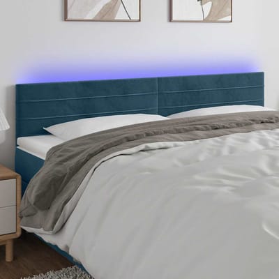 vidaXL - Hoofdbord - LED - 160x5x78/88 - cm - fluweel - donkerblauw