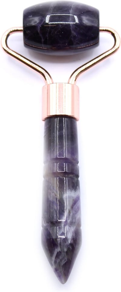 Ancient Wisdom - Edelsteen - Mini roller amethist multicolor messing - Feng Shui - geluksmunt - rijkdom - voorspoed - decoratie - energie