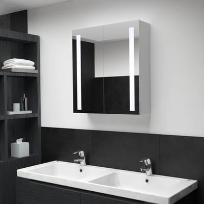 vidaXL - Badkamerkast - met - spiegel - en - LED - 60x14x62 - cm