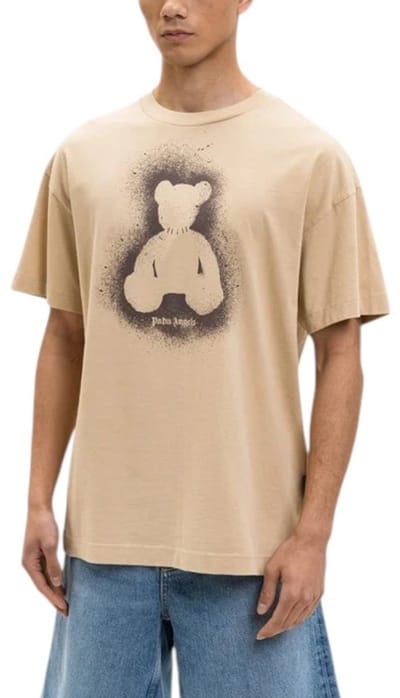 Palm Angels Heren T-shirt Bruin PMAA109S26JER001/6160 Spray Bear Regular